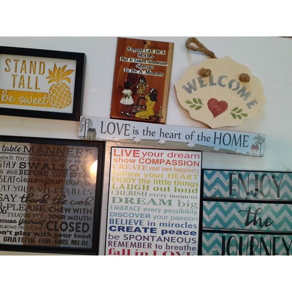 Various Wall Decor Quotes Wall Mount Hang Lot of 7 Welcome Stand Still,etc - Picture 1 of 11